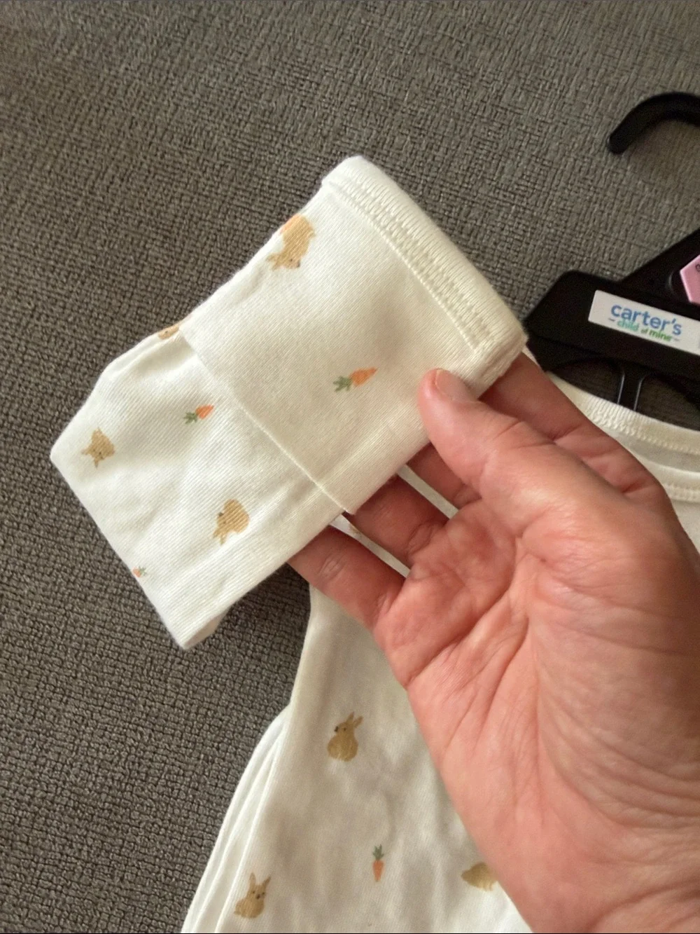 Carter's Cream Footed One-Piece with Bunny & Carrot Print